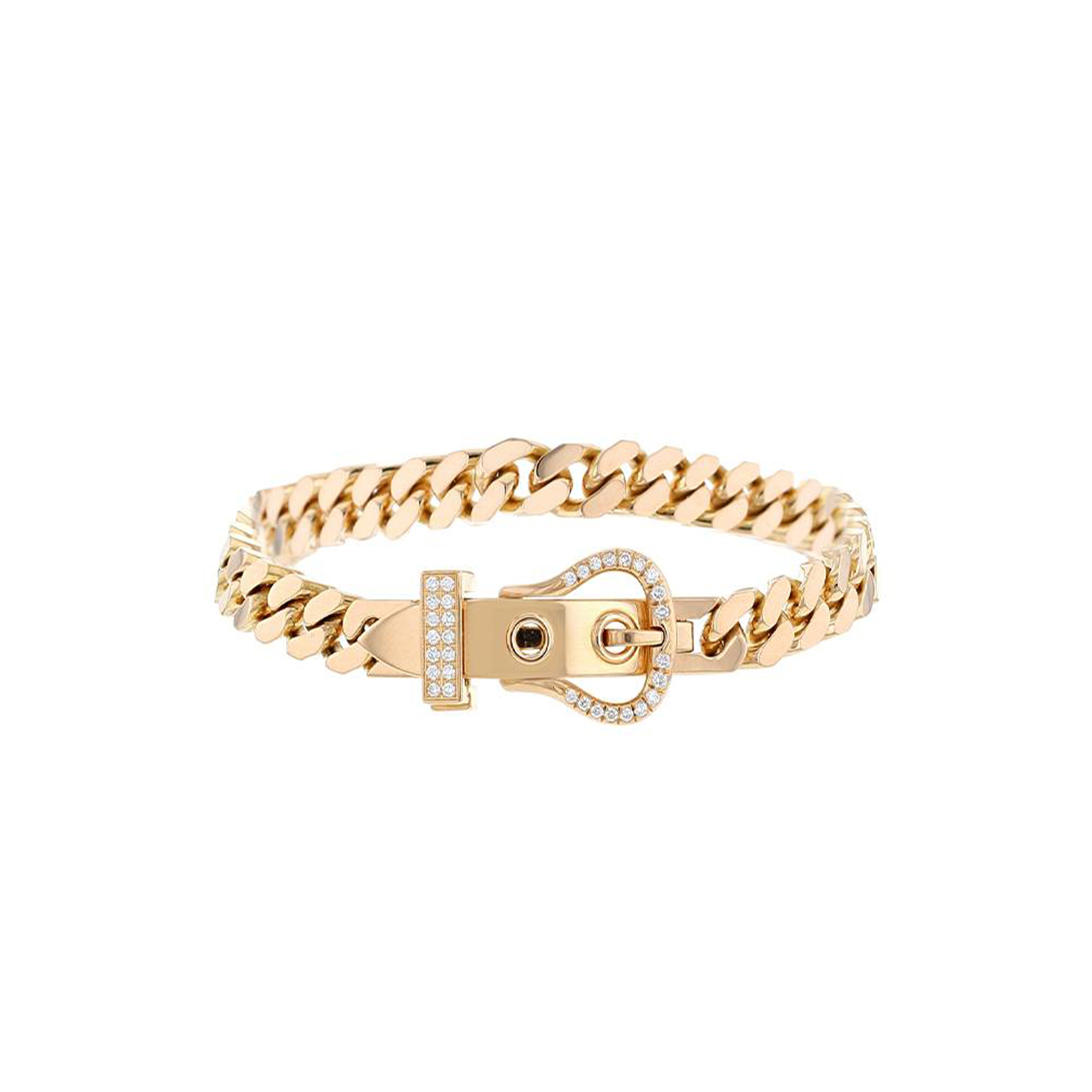 HERMÈS BOUCLE SELLIER MODEL BRACELET IN PINK GOLD AND DIAMONDS